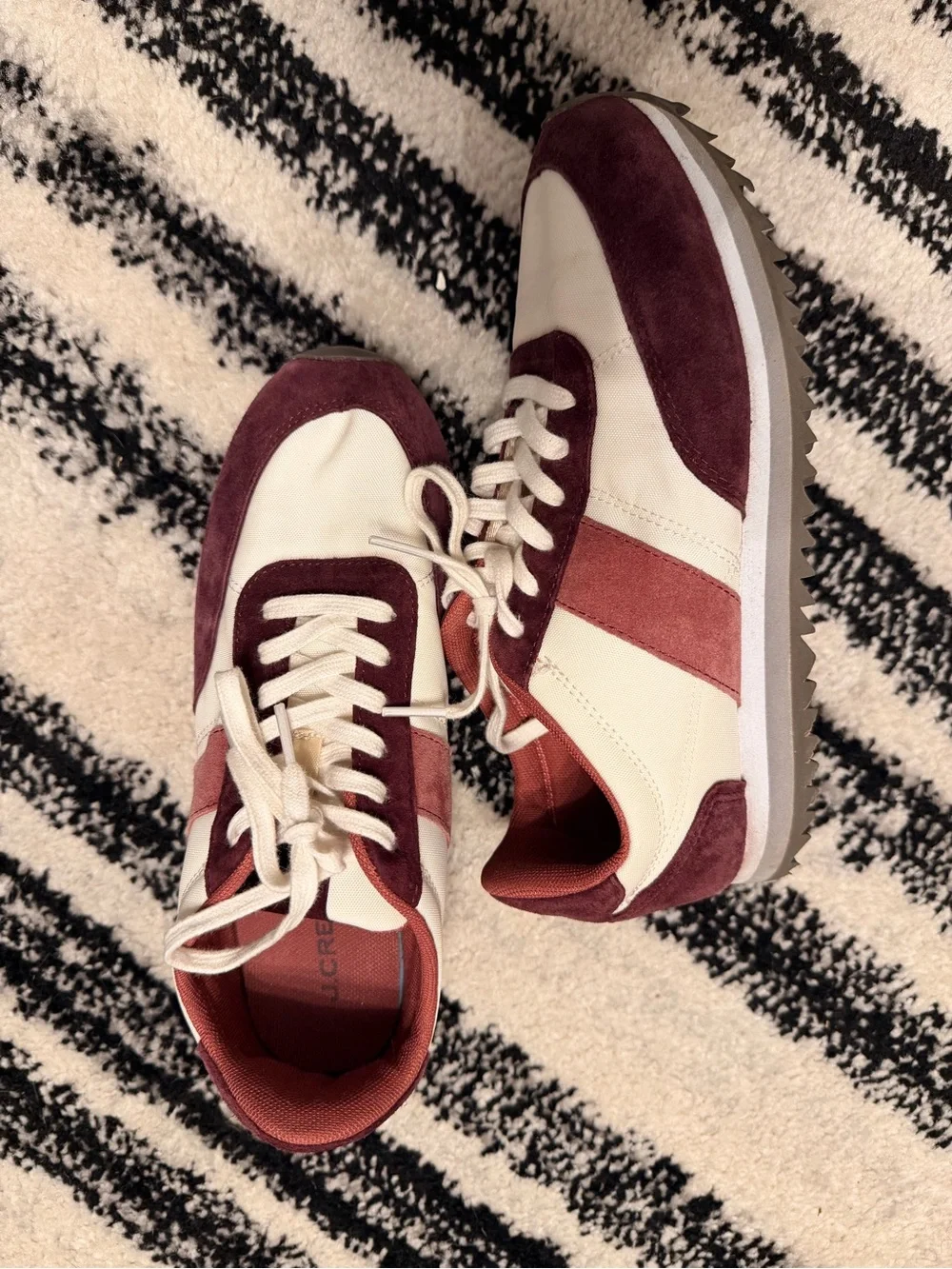 Women's J. Crew Casual Sneakers in Burgundy and White